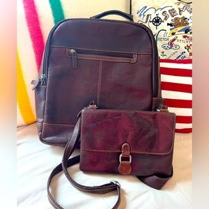 Jack George's Voyager Backpack & Crossbody. 11” x 13” x 3” lots of pockets. EUC